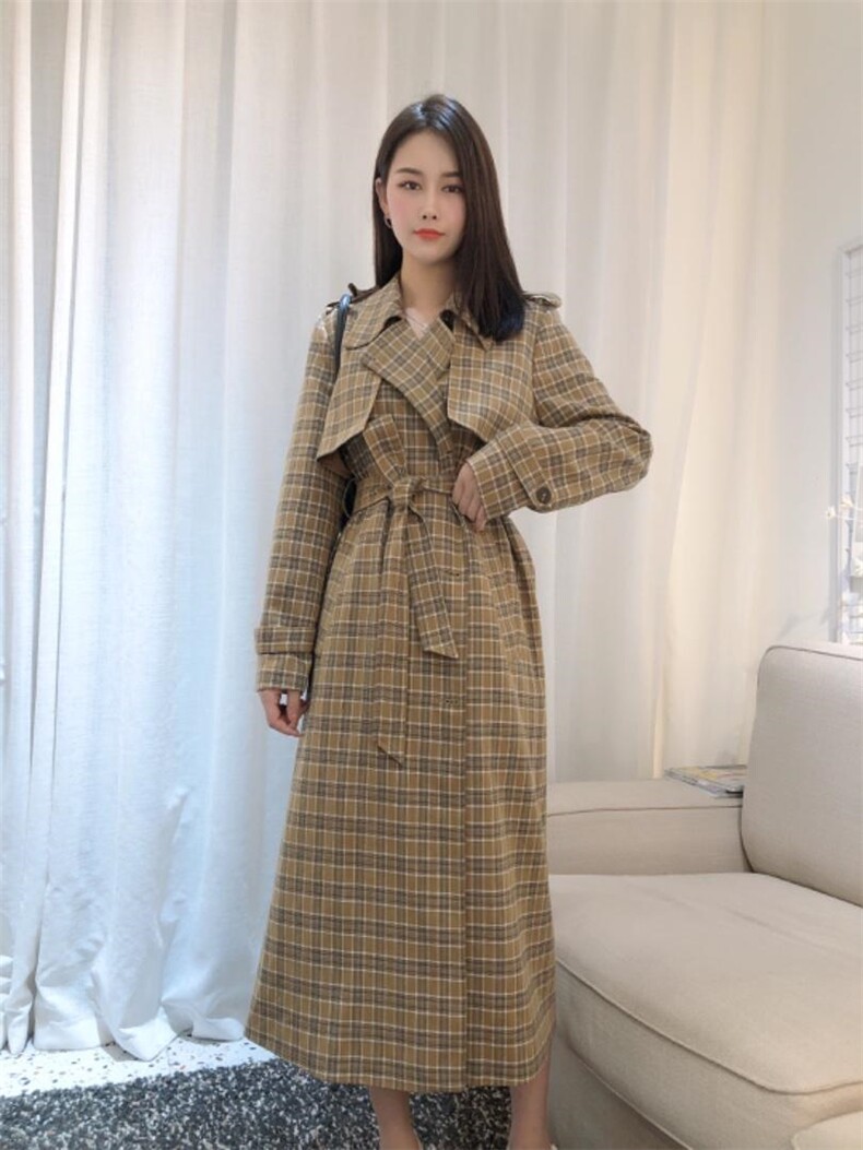 DINOBlENS/秋款上新 经典格子风衣 三色，女装风衣，迪诺比亚