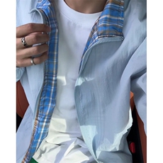 fitcheck格子防晒衣夹克男款夏季复古设计感无帽上衣美式翻领外套，男装夹克，星座601-1