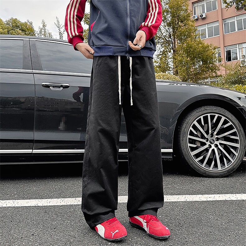 K3301-P40后双贴袋全橡筋腰休闲直筒裤男秋宽松纯棉百搭长裤,男装休闲裤,电商A178