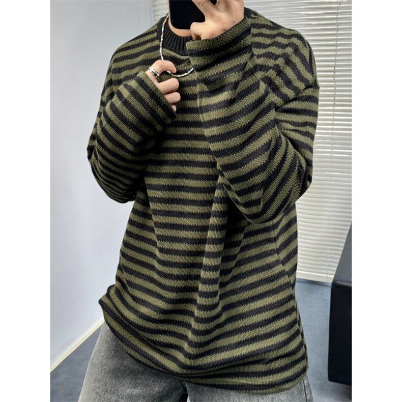 网络图现货  潮牌条纹休闲高级感男女同款秋新款毛衣J7193-P42图片