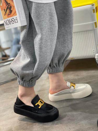 真皮厚底两穿小皮鞋，其它，她他麦