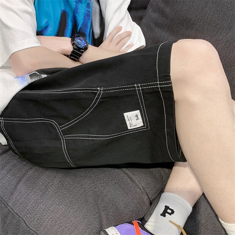 牛仔短裤男夏季薄款宽松直筒五分裤潮牌大码胖子韩版潮流休闲裤子,男装牛仔裤,电商A014