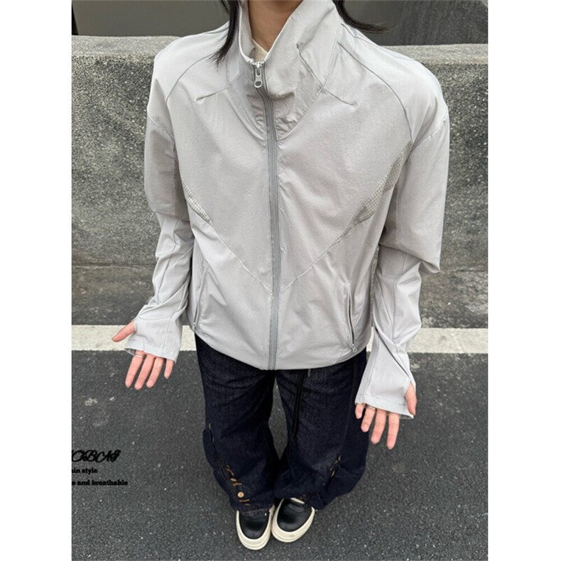 夏季轻薄透气夹克男立领重工拼网风衣邹防嗮衣户外长袖F715,男装夹克,星座1116A（原606A-3）