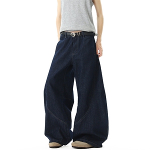 美式复古原色廓形弯刀高街牛仔裤男01 XZ211-1-K2545-P65 控88图片