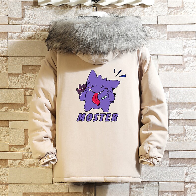 MM48087-P130 冬季大毛领衣男士大码加厚袄男服 砖墙图片