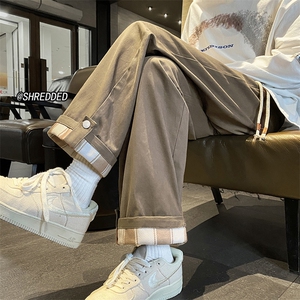 卷边格子休闲裤直筒九分裤2024春季抖音品质B315-K5557-P50控68图片