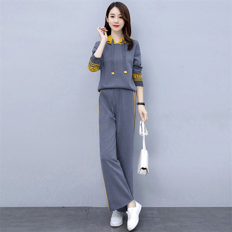 时尚休闲运动卫衣套装女春装2025年春装新款阔腿裤洋气减龄两件套,女装套装/套裙,梦依杭