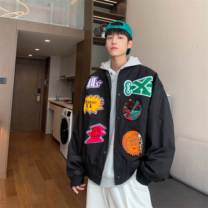 Wt72-P58美式机车毛巾绣棒球服,男装夹克,星座1501-1