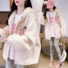 CC081-P130小熊彩点羊羔绒棉服新款冬季时尚加厚可爱连帽外套宽松，男装棉衣，星座911-3