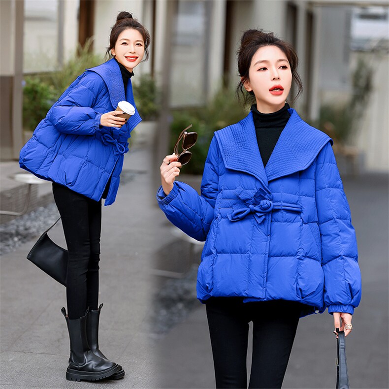 2023时尚优雅减龄气质大翻领羽绒服,女装羽绒服,布芭啦