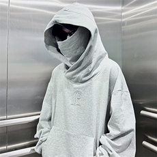 潮牌高街套头社恐风刺绣连帽卫衣男女WY023-P55加绒65，男装卫衣，电商A021