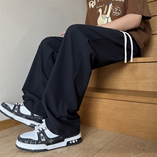 K02039-P68控129夏季高品质冰丝大码垂感直筒拖地休闲长裤M-6XL，男装休闲裤，星座109