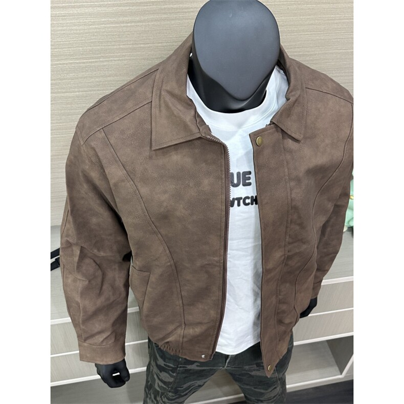 抖音品质，春秋冬麂皮绒美式复古翻领夹克外套DY2408P80,男装夹克,电商基地A086