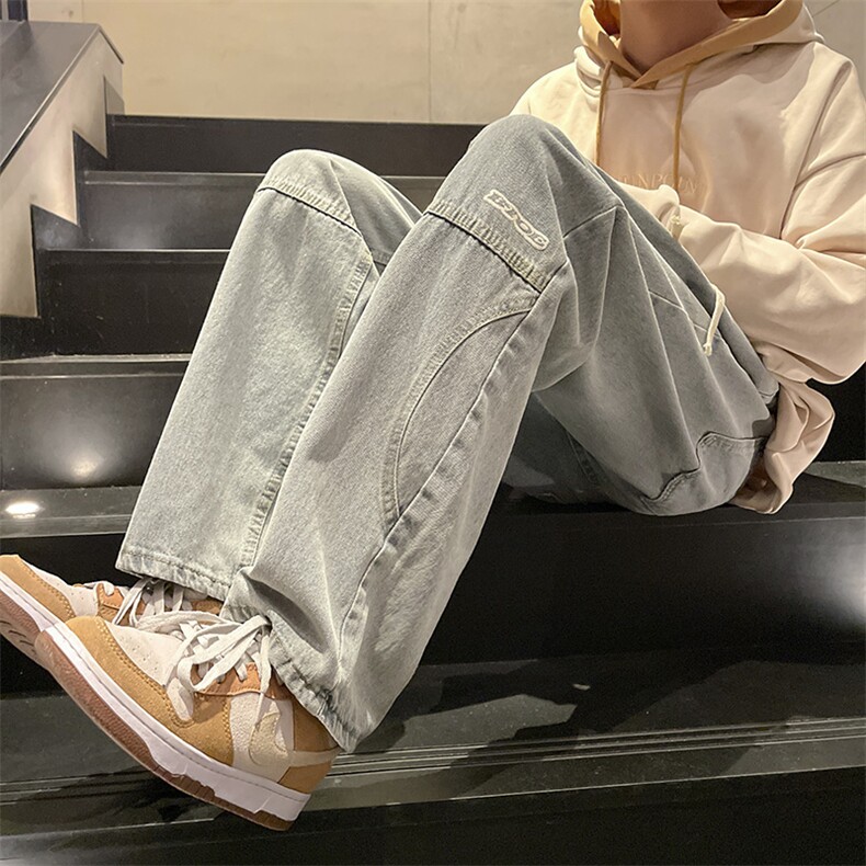 工装风牛仔裤男美式高街ins潮牌欧美街头宽松直筒裤子N05082-P45,男装牛仔裤,星座308B-2