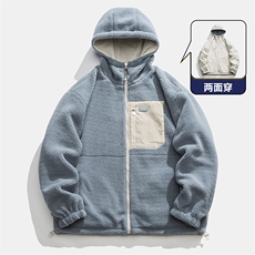 冬季新款羊羔绒加厚棉衣双面穿港风宽松连帽时尚百搭MY9300P110，男装棉衣，电商A128