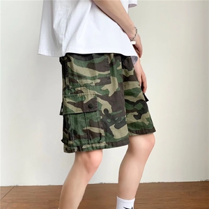 迷彩七分工装裤短裤vintage复古廓形ye同款图片