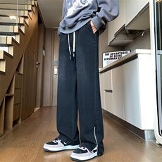 裤脚口带拉链秋冬美式复古水洗高街微喇牛仔裤A158-NZK083-P48，男装牛仔裤，电商A158