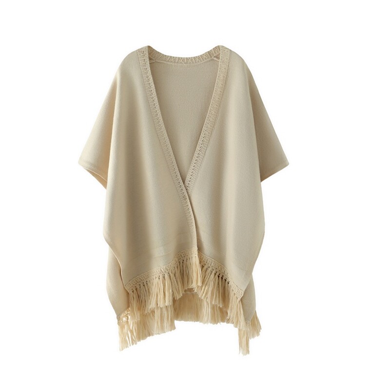 2025舒适秋冬百搭简约流苏披肩，披肩，鼎晴羊绒