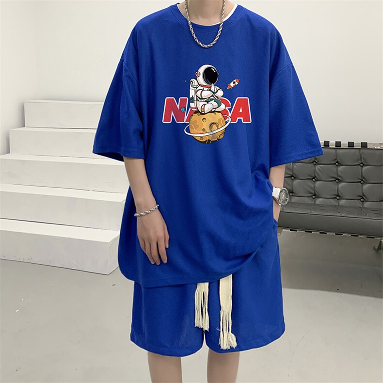 华夫格套装运动短袖t恤套装休闲两件套一套HZ84289-P44,男装T恤,电商A040