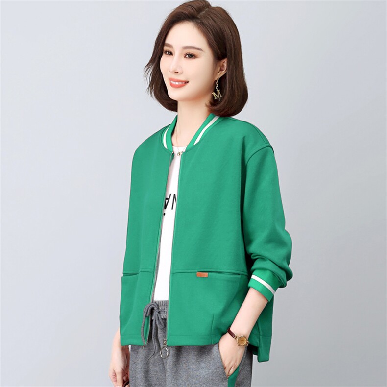 短款棒球服外套女春秋2025新款大码宽松显瘦中年妈妈休闲开衫上衣,女装卫衣/绒衫,璐依舞