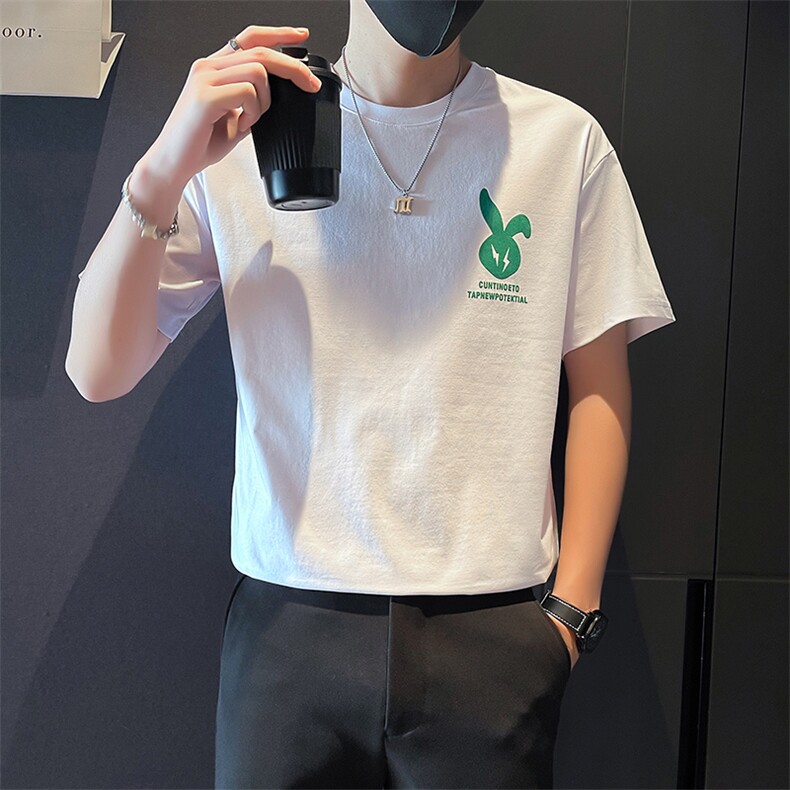TX24-P38夏季T恤男短袖半截袖新款男装上衣痞青年半袖-黑1控58,男装T恤,电商D327