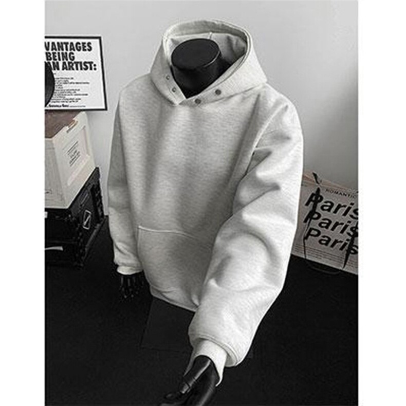 抖音得物品质二开26春装美式高街重磅廓形两粒扣连帽卫衣CM22,男装卫衣,电商A486