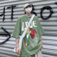 B239-X1027-P38美式字母做旧水洗短袖落肩袖短袖T恤男，男装T恤，星座514-2(原B239)