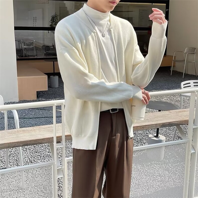 早秋新款男士拼接撞色长袖针织毛衣外套 B15 P52图片