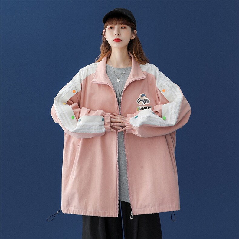 中性秋季百搭袖子拼接彩色宽松夹克情侣棒球服外套G6251P65控78,男装夹克,电商A268