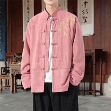 男士外套灯芯绒夹克盘扣立领唐装风XZ1512-2506单夹克-P85，男装夹克，星座1512