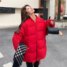 花边拼接白鸭绒棒球羽绒服女2025冬装保暖外套小个子跨年圣诞好看，女装羽绒服，艾米莉亚