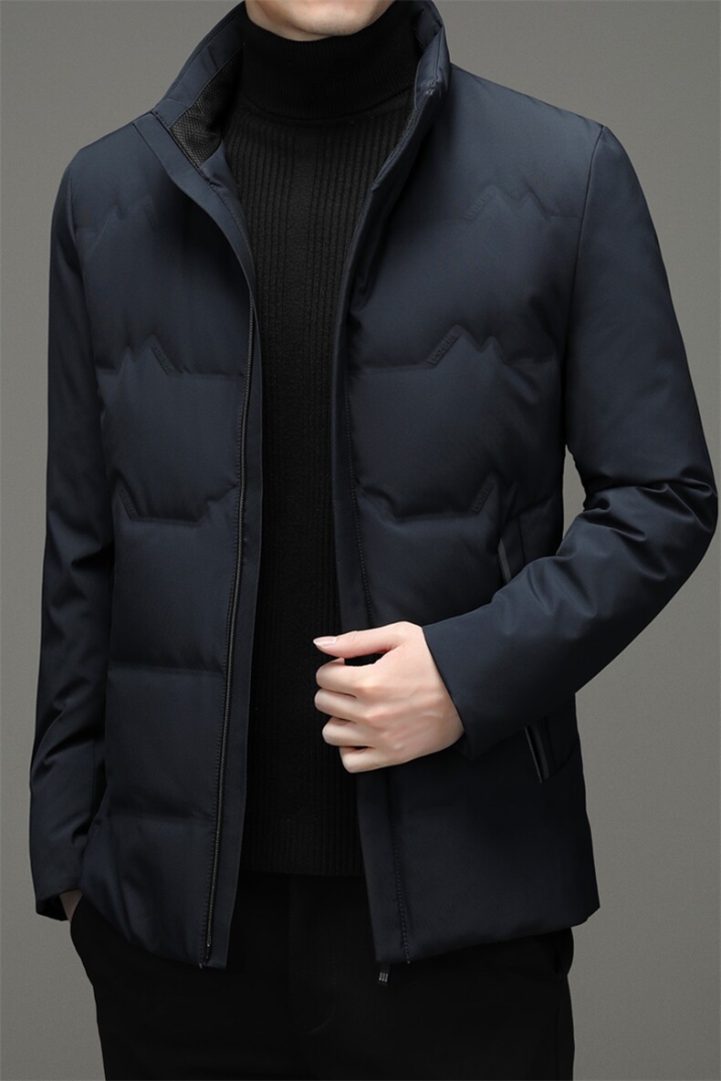 新款冬季鹅绒羽绒服男士休闲立领中青年外套夹克SNNYR86860-P220,男装羽绒服,电商B212（原钱塘6029）