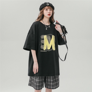中性风 3D字母M印花纯棉宽松时尚百搭新款短袖T恤T6079P25控38图片