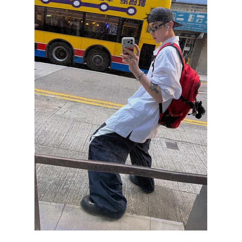 C316CS8535P58春装新款长袖白色衬衫宽松刺绣时尚百搭衬衣,男装衬衫,电商C316