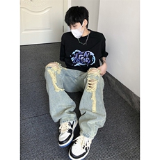 夏季美式高街破洞inx小众牛仔裤货号K725P55，男装牛仔裤，电商A063