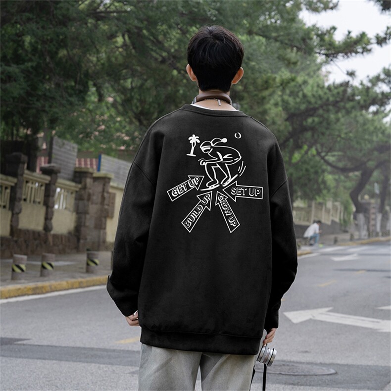 抖音得物高品质美式高街麂皮绒宽松圆领卫衣wyjp3930-特p35控69,男装卫衣,星座605(原A050)