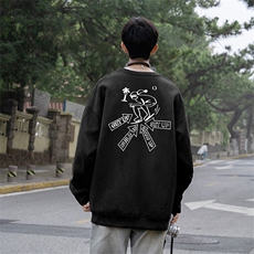 抖音得物高品质美式高街麂皮绒宽松圆领卫衣wyjp3930-特p35控69，男装卫衣，星座605(原A050)