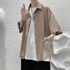 特P30控58港风冰丝男宽松版撞色大口袋短袖衬衫CS2101，男装衬衫，电商B370