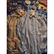 网图日系复古潮牌条纹长袖衬衫男女生港风宽松衬衣秋季外套P45，男装衬衫，电商C306-1