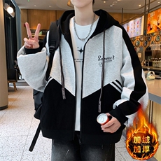 美式开衫秋冬季外套男宽松潮流帅气加绒加厚夹克冬A436-6802-P90，男装夹克，电商A436