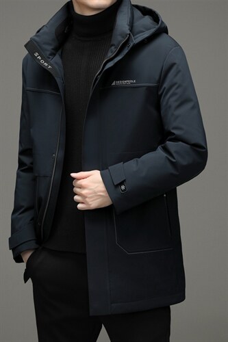 男装上衣厚款保暖连帽羽绒服中长款男士外套休闲冬季ZG2916-P360，男装羽绒服，电商B212（原钱塘6029）