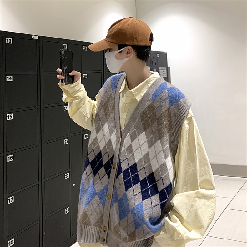 2022港风文艺刺绣印花毛衣男春秋宽松潮流针织衫复古百搭上衣马甲,男装针织衫/毛衣,星座716-4