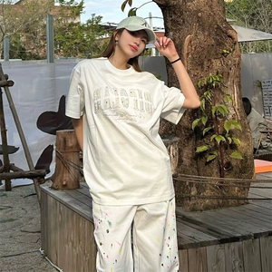 万针全刺绣工艺抖音得物高品质260克重磅纯棉双纱美式高街短袖T恤图片
