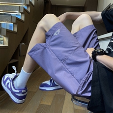 透气运动短裤男士韩版潮流字母刺绣2024夏季休闲五分裤K5475-P34，男装牛仔裤，星座412-2