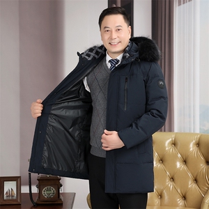 羽绒服男中老年人加厚中长款派克毛领大码爸爸冬季外套yr238-P210图片