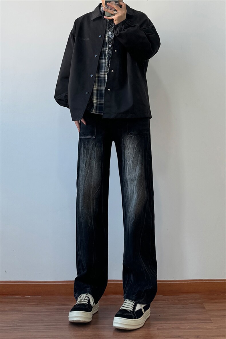 B221美式ins高街暗黑小众重工艺直筒牛仔裤LK24348-特P48控89.9,男装牛仔裤,电商B221