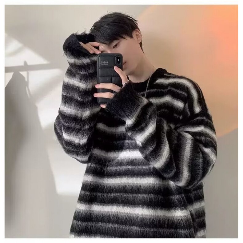 网络图现货潮牌撞色加厚长袖毛衣新款慵懒风休闲上衣J213-P48,男装针织衫/毛衣,星座715-7