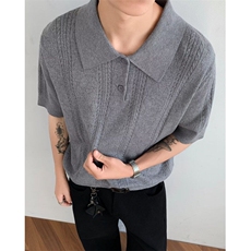 轻熟风麦穗提花短袖针织polo衫男夏季休闲宽松百搭上衣ST657-P52，男装T恤，星座412-2