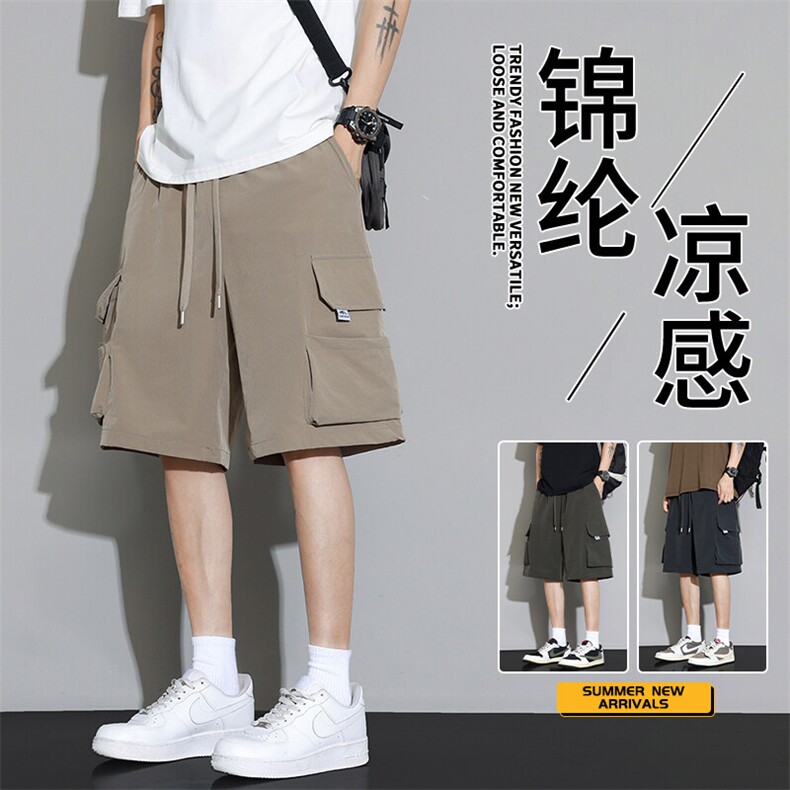 抖音品质冰丝运动短裤高街休闲五分裤子男A146-GY509特p35量大优,男装牛仔裤,HDA146