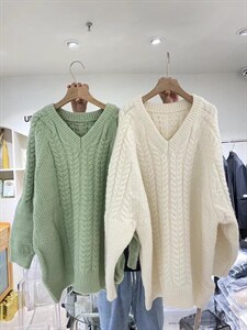 秋冬新款 v领花大毛衣,女装针织衫/毛衣,UPUP